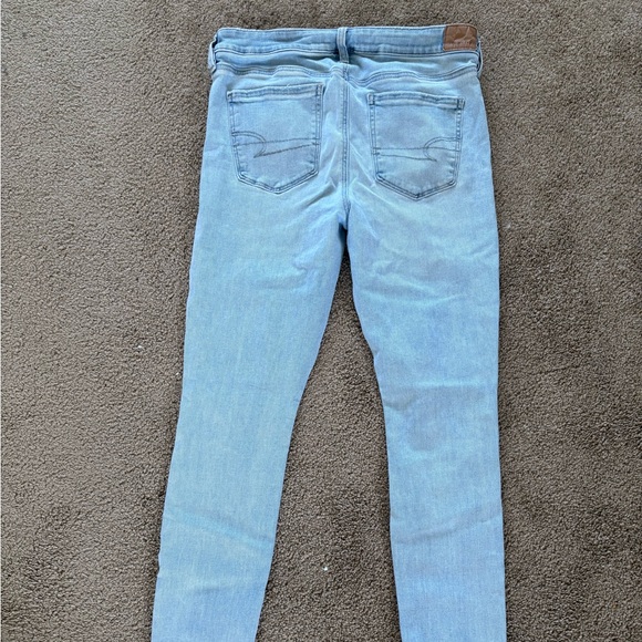 American Eagle Outfitters Blue Skinny Jeans Distressed Style - Picture 4 of 5